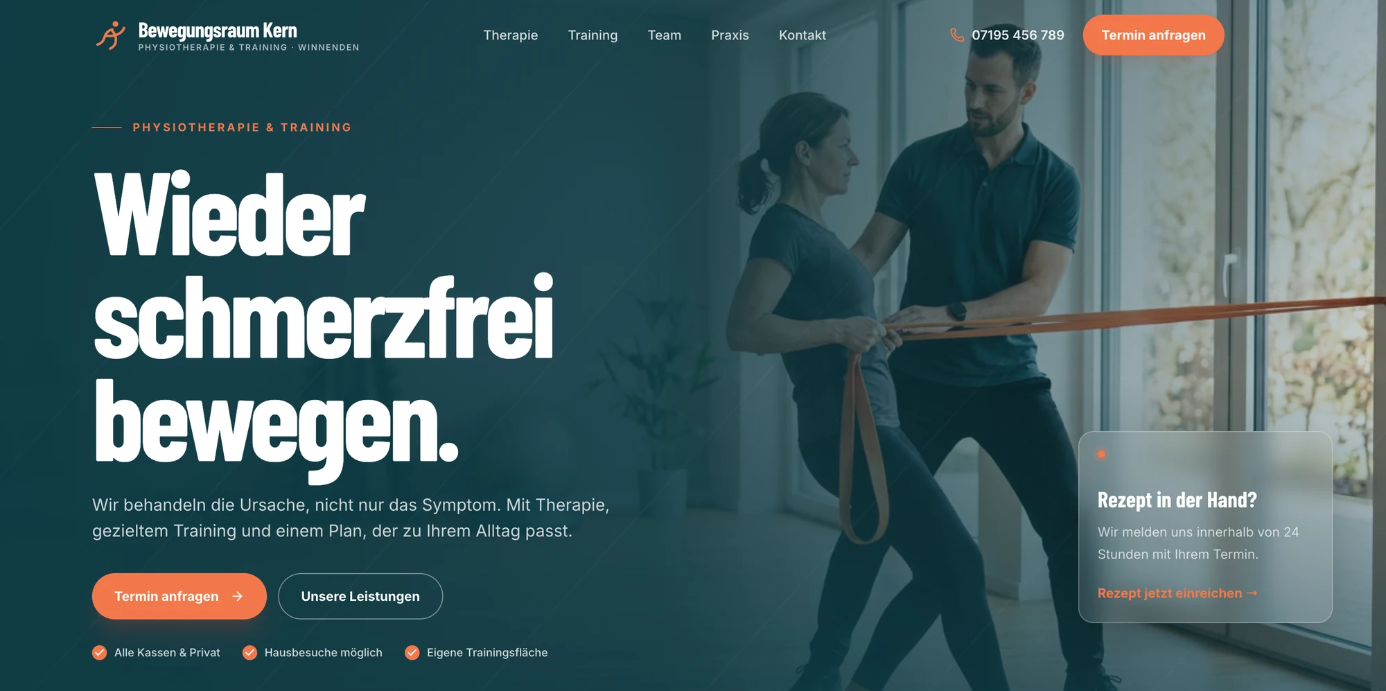 Konzeptprojekt Physiotherapie, Desktop-Ansicht